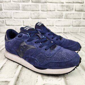 Saucony DXN Trainer Women Size 8.5 Navy Blue Athletic Sneaker Suede Casual Retro